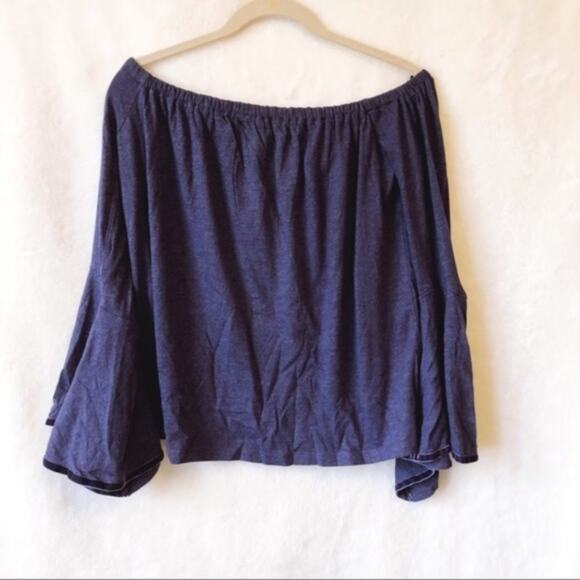 LOFT Velvet Trim Off Shoulder Bell Sleeve Top - Picture 5 of 7